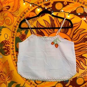 Vintage Strawberry Embroidered Tank